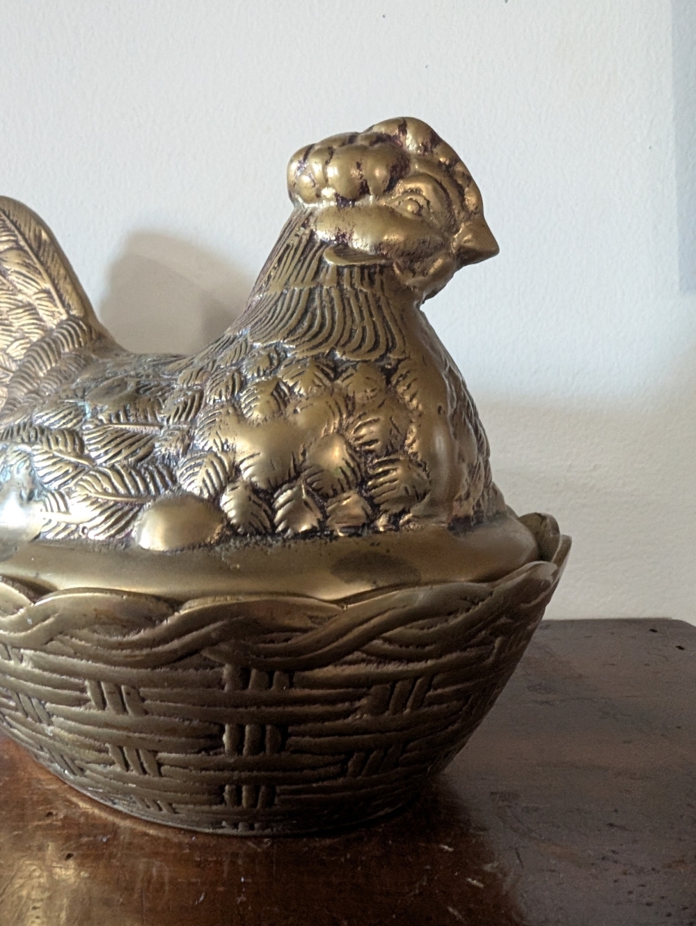 Rare Vintage Brass Hen on Nest Lidded Candy Dish - Mid Century One Of A Kind MCM - Picture 10 of 16